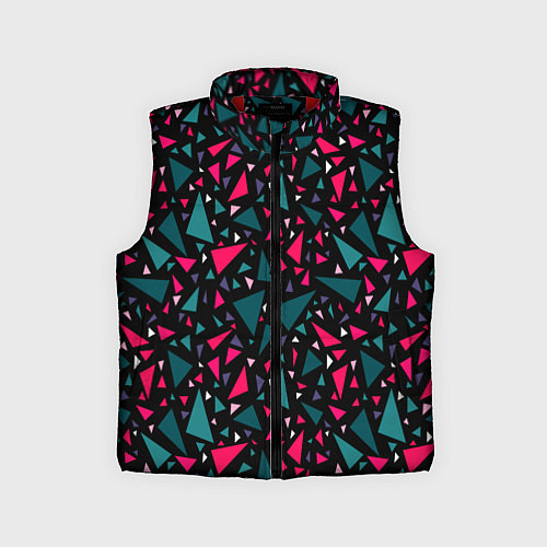 Детский жилет Синие красные треугольники на черном фоне / 3D-Красный – фото 1