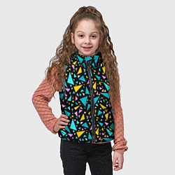 Детский жилет Разноцветные яркие треугольники на черном, цвет: 3D-черный — фото 2
