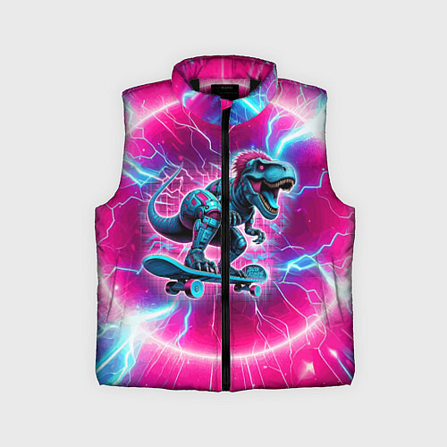 Детский жилет Cyber tyrannosaurus is a cool skateboarder / 3D-Черный – фото 1