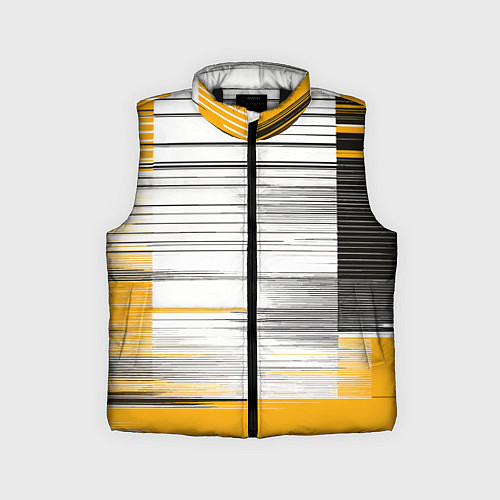 Детский жилет Чёрные вертикальные полосы на жёлто-белом фоне / 3D-Черный – фото 1