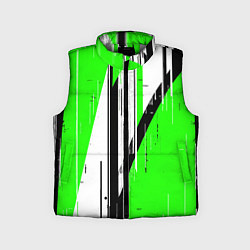 Детский жилет Black and white vertical stripes on a green backgr, цвет: 3D-светло-серый