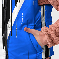 Детский жилет Чёрно-белые вертикальные полосы на синем фоне, цвет: 3D-светло-серый — фото 2