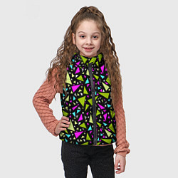 Детский жилет Неоновые разноцветные треугольники на черном, цвет: 3D-красный — фото 2