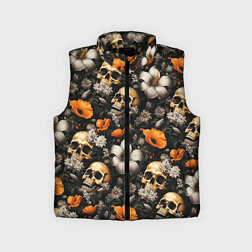 Детский жилет Маки и черепа / 3D-Черный – фото 1