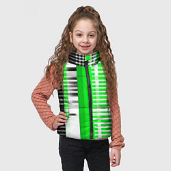 Детский жилет Белые полосы на зелёно-чёрном фоне, цвет: 3D-красный — фото 2