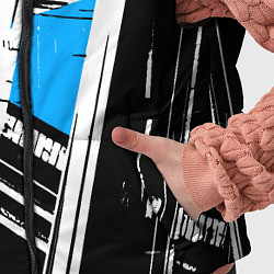 Детский жилет Чёрно-белые абстрактные линии на синем фоне, цвет: 3D-светло-серый — фото 2