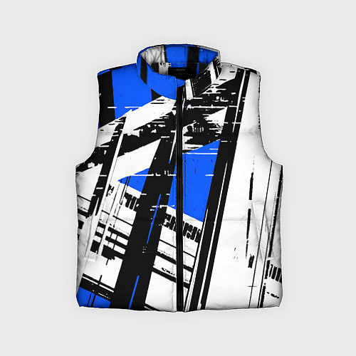 Детский жилет Чёрно-белые абстрактные линии на синем фоне / 3D-Черный – фото 1