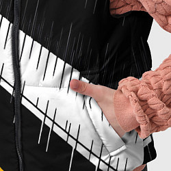 Детский жилет Диагональные чёрно-белые полосы на жёлтом фоне, цвет: 3D-черный — фото 2