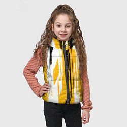 Детский жилет Вертикальные чёрно-белые линии на жёлтом фоне, цвет: 3D-светло-серый — фото 2