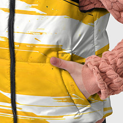 Детский жилет Горизонтальные чёрно-белые линии на жёлтом фоне, цвет: 3D-черный — фото 2