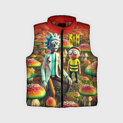 Детский жилет Рик и Морти заблудились в мухоморном поле, цвет: 3D-светло-серый