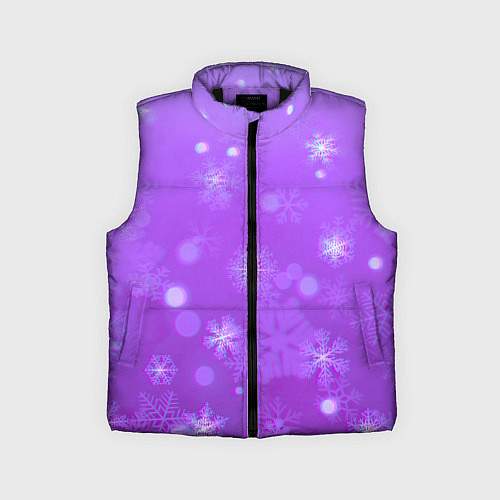 Детский жилет Резные снежинки глитч / 3D-Черный – фото 1