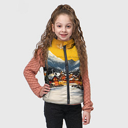 Детский жилет Ламповый новый год - домики, цвет: 3D-светло-серый — фото 2