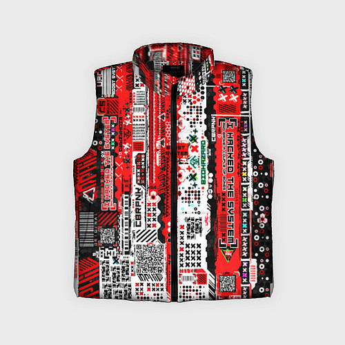 Детский жилет Киберпанк паттерн красный / 3D-Черный – фото 1
