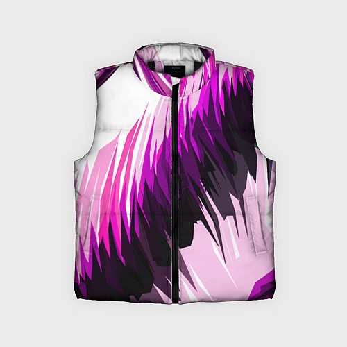 Детский жилет Чёрно-розовые острые полосы на белом фоне / 3D-Черный – фото 1