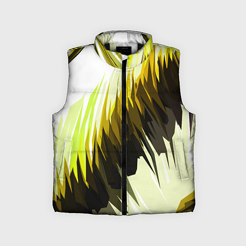 Детский жилет Чёрно-жёлтые острые полосы на белом фоне / 3D-Черный – фото 1