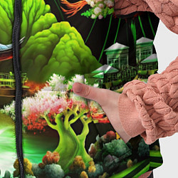 Детский жилет Природа Японии в зеленых цветах, цвет: 3D-светло-серый — фото 2