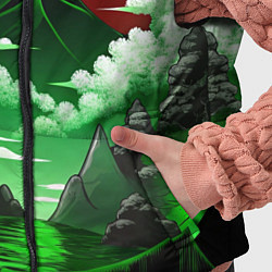 Детский жилет Япония красно-зеленая природа, цвет: 3D-черный — фото 2