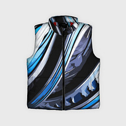 Детский жилет Волнистая чёрно-синяя абстракция, цвет: 3D-красный