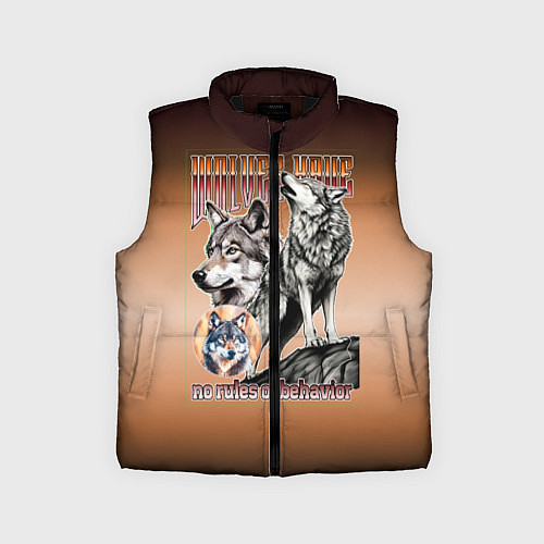 Детский жилет Волки с надписью / 3D-Черный – фото 1