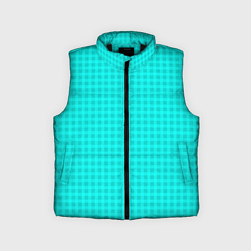 Детский жилет Неоновый голубой паттерн клетка / 3D-Черный – фото 1