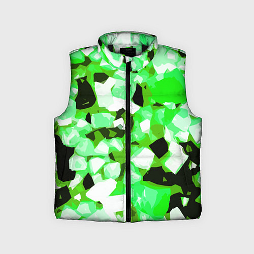 Детский жилет Green and white abstraction on a black background / 3D-Черный – фото 1