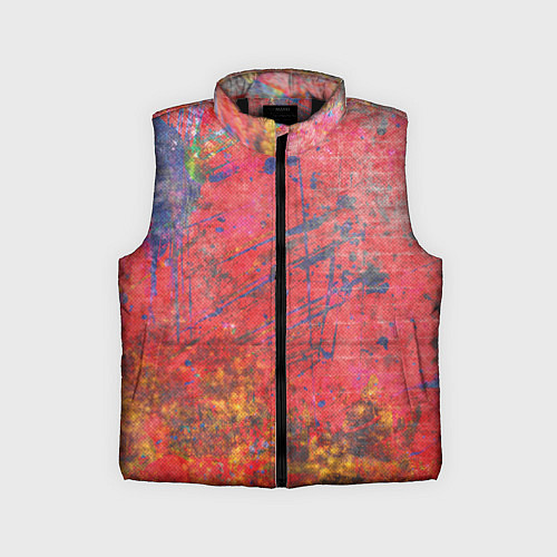Детский жилет Абстракция - red yellow grunge / 3D-Черный – фото 1