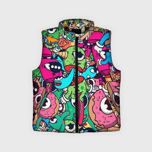 Детский жилет Color doodle monsters / 3D-Черный – фото 1