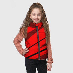 Детский жилет Красный с чёрным абстракция полосы, цвет: 3D-черный — фото 2