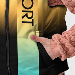 Детский жилет Sport бирюзово-жёлто-чёрный градиент с полосой, цвет: 3D-черный — фото 2