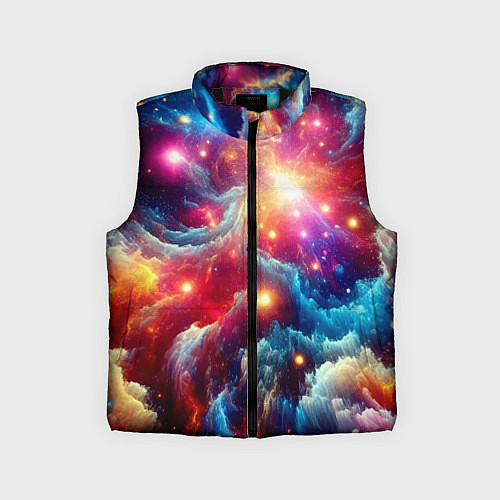 Детский жилет Colorfull neon space clouds - ai art fantasy / 3D-Черный – фото 1