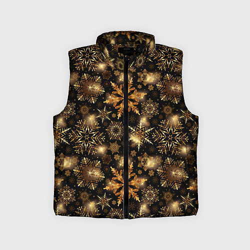 Детский жилет Золотые снежинки / 3D-Черный – фото 1