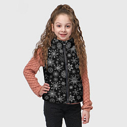 Детский жилет Белые снежинки на черном, цвет: 3D-черный — фото 2