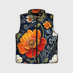 Детский жилет Маки и пионы старинный паттерн