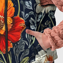 Детский жилет Маки и пионы старинный паттерн, цвет: 3D-черный — фото 2