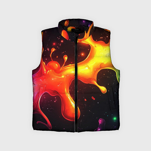 Детский жилет Радужные кляксы на черном фоне / 3D-Черный – фото 1
