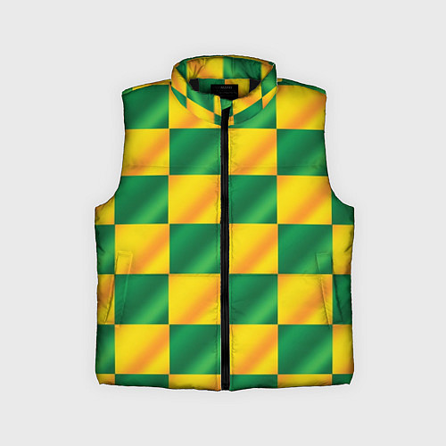 Детский жилет Желтый и зеленый геометрический паттерн / 3D-Черный – фото 1