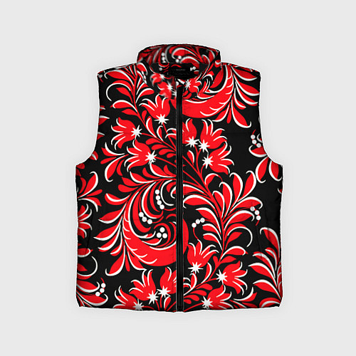 Детский жилет Хохлома - красная роспись / 3D-Черный – фото 1