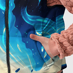 Детский жилет Бело-синее пламя из абстрактных красок, цвет: 3D-красный — фото 2