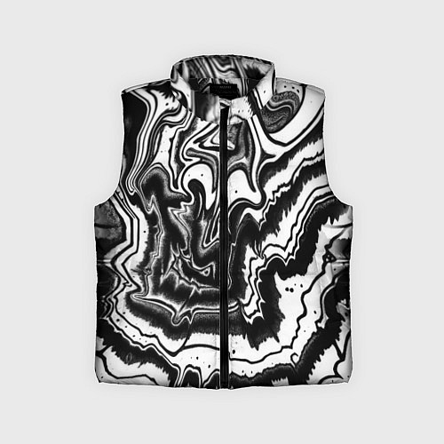 Детский жилет Закрученные волны - чб абстракция / 3D-Черный – фото 1