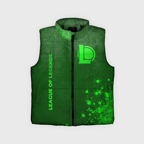 Детский жилет League of Legends - green gradient вертикально / 3D-Черный – фото 1
