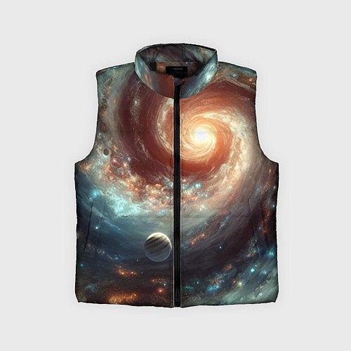 Детский жилет Далёкая неоновая галактика - нейросеть / 3D-Черный – фото 1