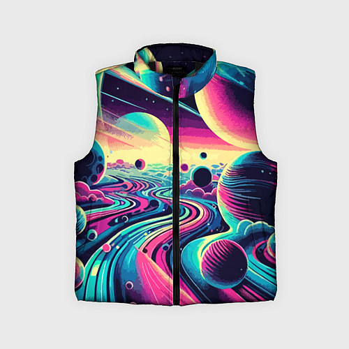 Детский жилет Неоновый разноцветный космос / 3D-Черный – фото 1