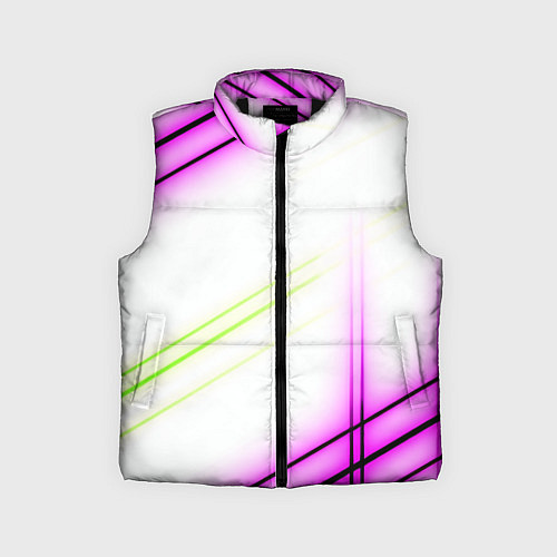Детский жилет Green white pink line / 3D-Черный – фото 1