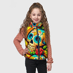 Детский жилет Colorfull skulls and bananas - pop art pattern, цвет: 3D-красный — фото 2