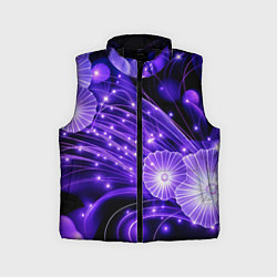 Детский жилет Силуэты цветов на темном фоне - фиолетовое свечени