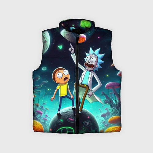 Детский жилет Рик и Морти на планете сказочных грибов / 3D-Черный – фото 1