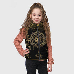 Детский жилет Лотос мандала и символ Ом с золотыми узорами, цвет: 3D-черный — фото 2