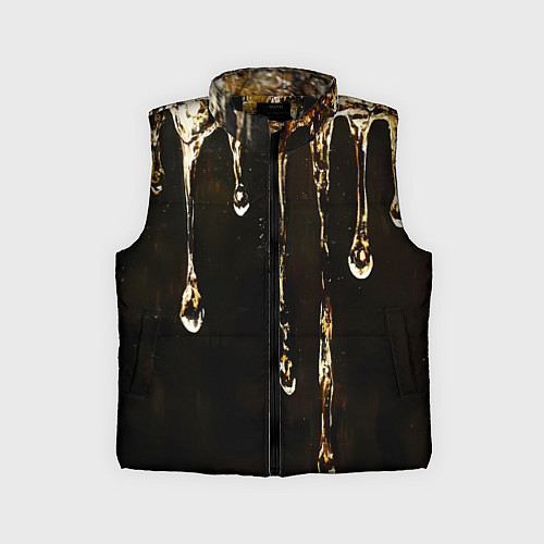 Детский жилет Мед на коричневой текстуре / 3D-Черный – фото 1