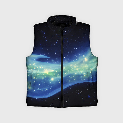 Детский жилет Синяя волна с зеленым оттенком на черном / 3D-Черный – фото 1